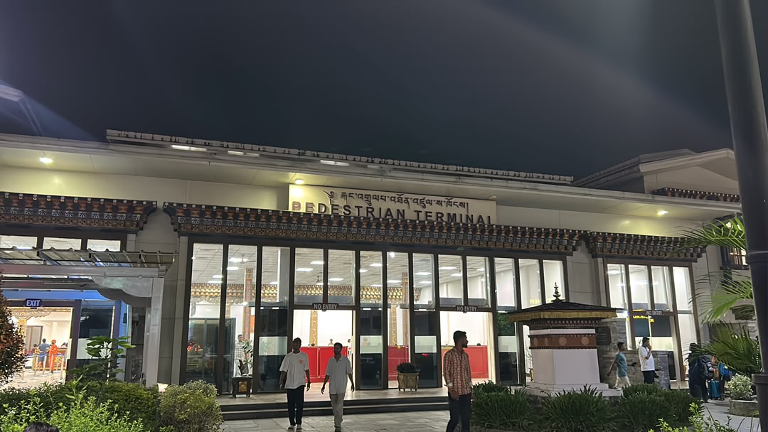 Pedestrian Terminal building at night