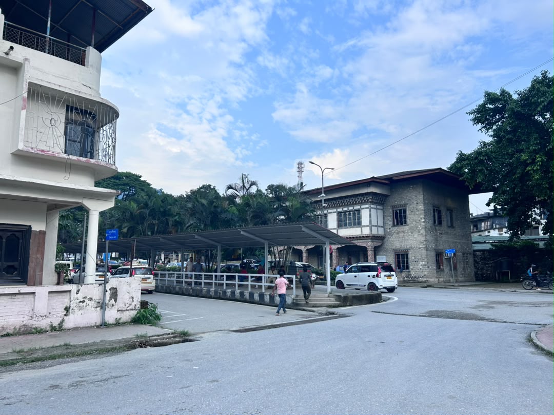 Street with Bhutanese-style buildings